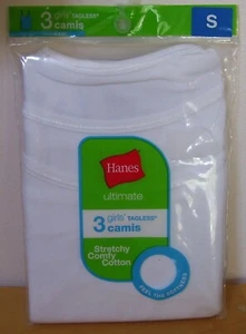 Girls Hanes Ultimate 3 Pack White Tagless Cami Camisoles Sz L 10-12 - Picture 1 of 2