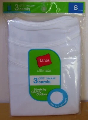 Girls Hanes Ultimate 3 Pack White Tagless Cami Camisoles Sz L 10-12 - Image 1 of 2