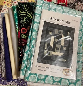 "Modern Art”quilt top kit-cotton flannels+pattern-70x86”-Calico Carriage Qlt Des - Picture 1 of 15