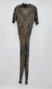 Slick it Up New York Mens Black Gold Sequin Short Sleeve Jumpsuit Sz S - Picture 1 of 10