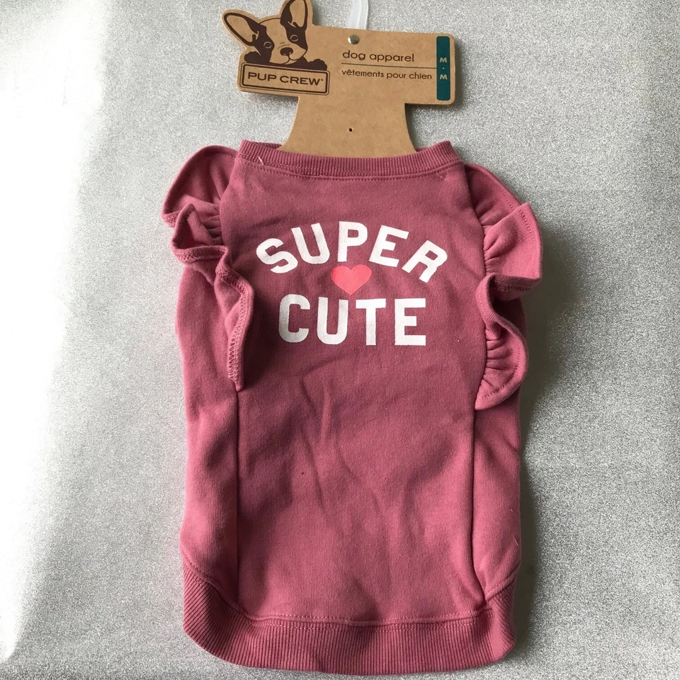 Dog Pup Crew   Super Cute  w Lined Pink  Size : M (17-20" ) - Image 1 of 4