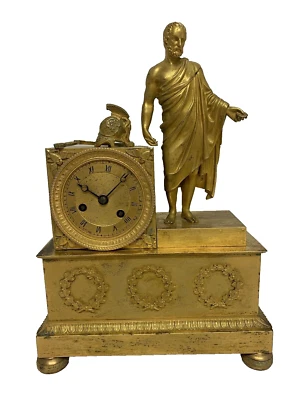 Antique 19th Century French Empire Ormolu Gilt Spelter Figural Mantel Clock RARE - Image 1 of 4