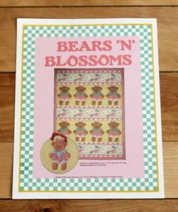 Edredón de oso de peluche con patrón de edredón de osos y flores para niños patrón de edredón vintage - Imagen 1 de 5