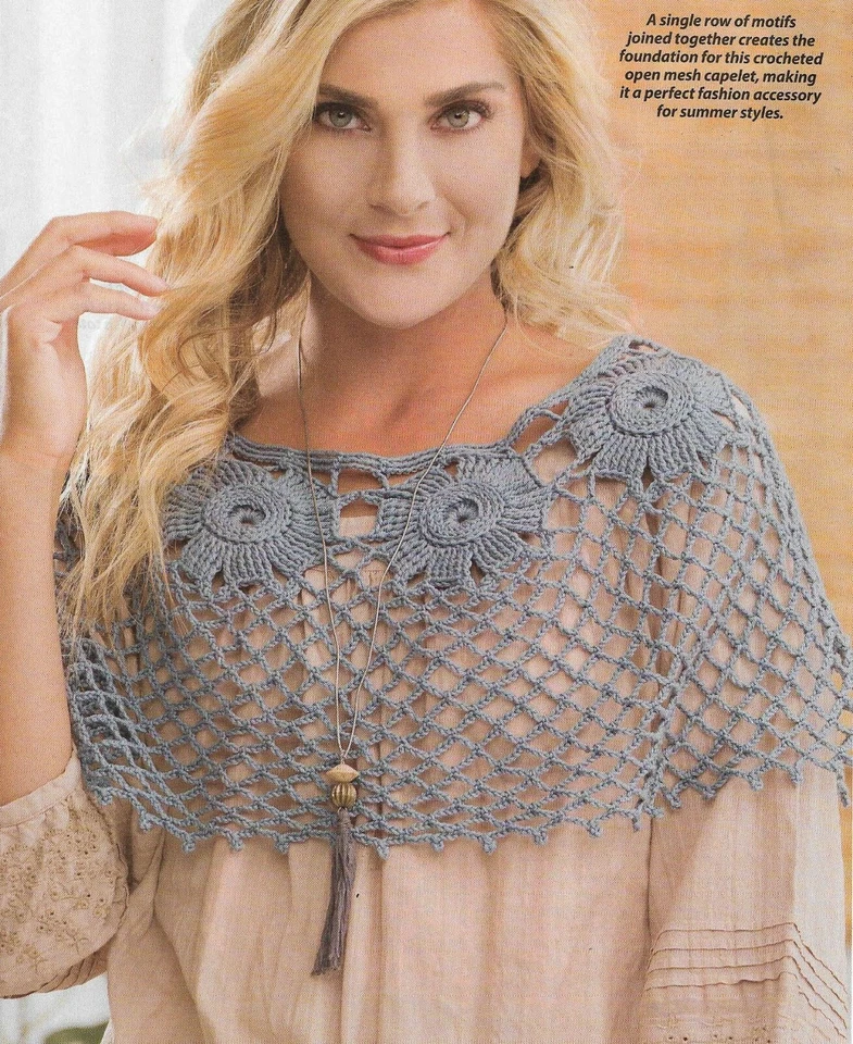 MINI PONCHO CAPELET RÍGIDO 3 TALLAS MUJER PATRÓN CROCHET INSTRUCCIONES  Foto 1 de 1