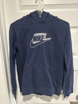 Youth Boys XL Long Sleeve Nike Pullover Hooded Navy Blue Kangaroo Pocket - Image 1 of 4