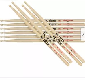 Vic Firth 5A Hickory bastoncini batteria punta in legno Hickory in perfette condizioni-5A offerta cinque paia - Foto 1 di 1