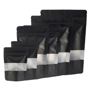Bolsas de embalaje seguras para alimentos negros Bolsas de almacenamiento a prueba de olores Bolsa de pie con ventana - Imagen 1 de 14