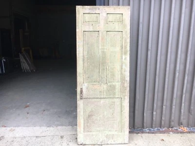 c1830 Porta painel elevado pintura antiga crocante 77,5" x 29,5" - Cinco painéis ferragens antigas - Imagem 1 de 4