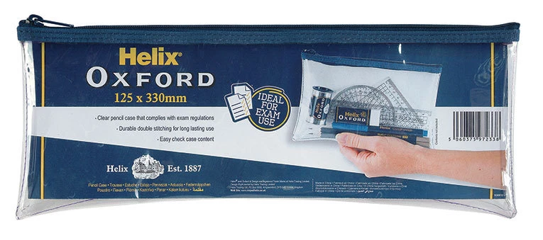 Helix Clear Pencil Case Exam Approved 125X 330mm Oxford - Image 1 of 1