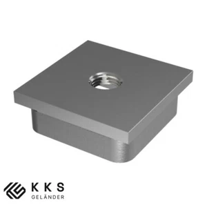 Endkappe flach mit Innengewinde M8 für Vierkantrohr 30 x 30 x 2,0mm V2A Endstück - Bild 1 von 3