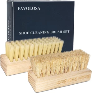 Portable Shoe Cleaning Brush Set of 2 Brushes with Soft and Medium Bristles, Pre - Picture 1 of 12