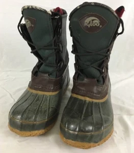 Igloo Black and Green Thermolite Thin Insulation Steel Shank Boots Men's Size 9 - Picture 1 of 9