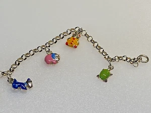 Sterling Silver 925 Bracelet Charm Children Enamel Animals 9,10g - Picture 1 of 11