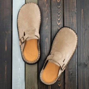 Sawyer - Leather Clog-Toe Sandal | Olive Nubuck - Picture 1 of 7