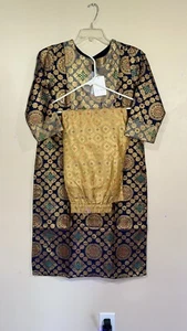 Indian kurta set for women, Palazzo/pant, Brocade, Wedding, Gold, Party wear - Picture 1 of 7