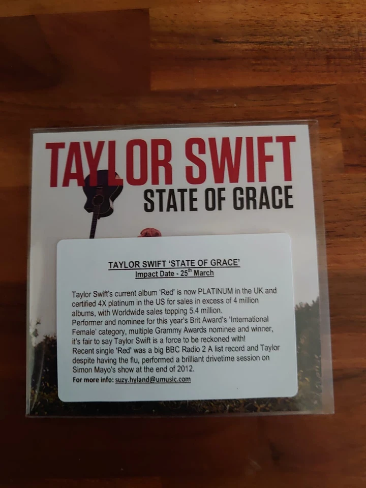 TAYLOR SWIFT 'STATE OF GRACE'' NEW UK CD PROMO + PRESS STICKER - Image 1 of 2