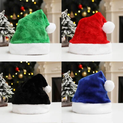 Premium Navidad Papá Noel Sombrero Disfraz Disfraz Adultos Niños Peluche Navidad Gorra EE. UU. Foto 1 de 4