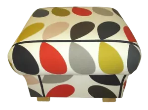 Storage Footstool Orla Kiely Multi Stem Tomato Fabric Pouffe Red Mustard Ochre - Picture 1 of 24