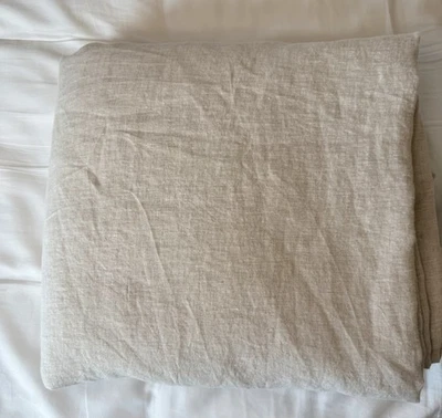 West Elm Linen King Duvet Cover Flax Neutral Light Beige  - Image 1 of 4