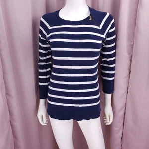 Nautica Women's Cotton Striped Long Sleeve Round Neck Sweater Top Medium - Picture 1 of 8