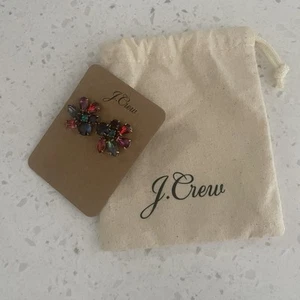 Neu J Crew signierte Kristall Cluster Multicolor Stein Gold Ohrstecker  - Bild 1 von 3