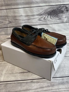 Life Outdoors Herren Bootsschuhe Gr. 9 E3 schwarz/braun Leder Halbschuhe 2 Augen Deck - Bild 1 von 9