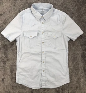 Tecovas Shirt Mens Small Light Blue Western Pearl Snap Short Sleeve Stretch - Picture 1 of 13