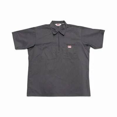 Ben Davis Vintage Short Sleeve Half Zip Work Shirt Charcoal Size XL - Image 1 of 4