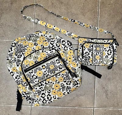 Mochila floral amarilla Vera Bradley Go Wild y cartera pequeña a juego nueva Foto 1 de 2