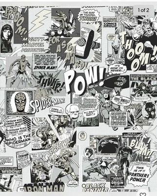 York Wallcoverings DI0946 Marvel Comics Pow! Papel pintado negro/blanco Foto 1 de 4
