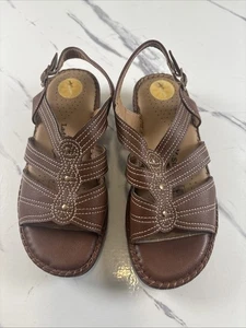 Lady Sun Brand Womens Brown Faux Leather Sandals Size MX 25 - Picture 1 of 14