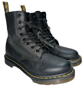 Dr Martens 13512 Pascal Pebbled Black Leather Lace Up Combat Boots Women’s SZ 7 - Picture 1 of 10