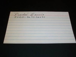 Reds Peaches Davis Auto Signed 3x5 Index Card JSA C