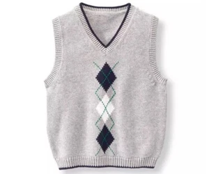 JANIE AND JACK NWT Gray Argyle Sweater Vest, Size 4 - Picture 1 of 8