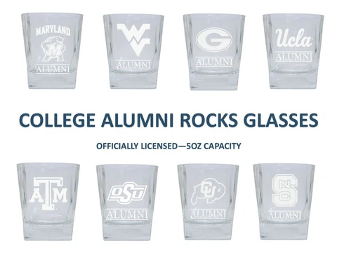 Officially Licensed Laser Etched College Alumni 5oz Rocks Glass Tumbler Barware Cover