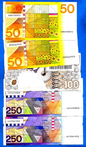 Netherlands P96, P98, P101 50/250/100 Gulden High Grades - Choose your Note Cover