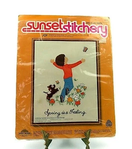 Sunset Stitchery "Joy" 1977 #2702 passt 14" x 18" Rahmen 100% Wolle Garn - Bild 1 von 6