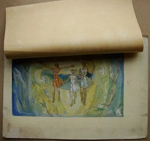 Ukrainian Soviet USSR monumental painting young women summer allegory sketch - Picture 1 of 11