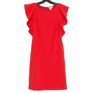 H by Halston Womens Dress Sheath Flutter Sleeve Ponte Knit Career Red Size 4 DZ - Picture 1 of 6