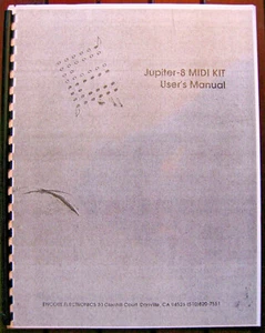 Roland Jupiter 8 MIDI KIT User's Manual Booklet, Spiral Bound Reproduction  - Picture 1 of 1