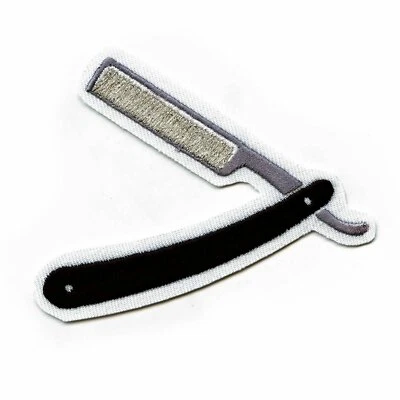Barber's Straight Razor Embroidered Iron On Patch - Image 1 of 2