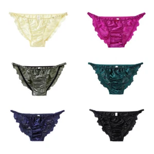 Women Silk Satin Briefs Sexy Panties Knickers Ruffle Lingerie Underwear Knickers - Picture 1 of 23