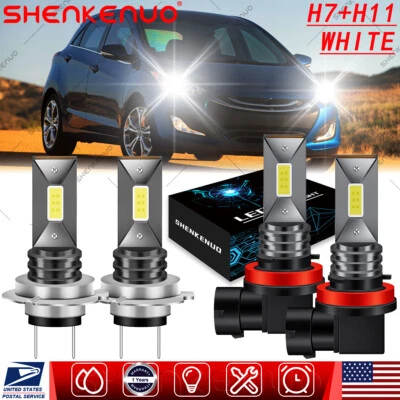 Kit de bombillas combinadas de faros LED de haz alto y bajo H7 H11 para Hyundai Elantra 2013-2018 Foto 1 de 4
