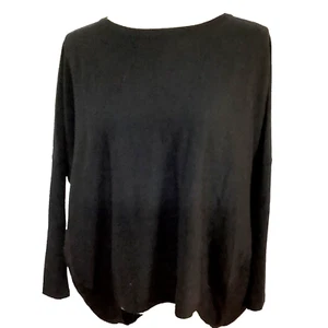 LAFAYETTE 148 SMALL BLACK WOOL SWEATER LIGHTWEIGHT DOLMAN SLEEVE RELAXED FIT - Picture 1 of 13
