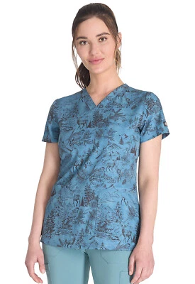 Rustic Toile Dickies Prints Scrubs V Neck Top DK667 RSTL - Image 1 of 4