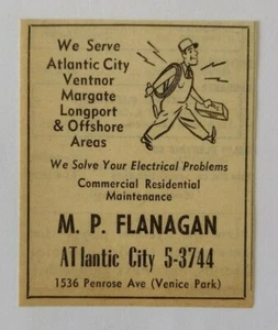 Anuncio de mantenimiento residencial comercial M P Flanagan 1959 Atlantic City - Imagen 1 de 1