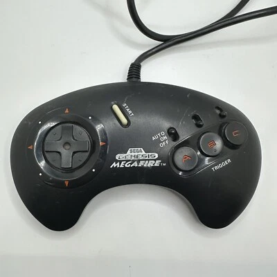 Megafire Mega Fire Turbo Controller 1657 For Sega Genesis Vintage Black Tested  - Image 1 of 4