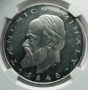 1948 BP HUNGARY Mihaly Tancsics Revolution Genuine Silver 20F Coin NGC i79817 - Picture 1 of 5