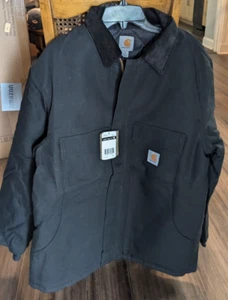 Abrigo forrado con edredón de lona de pato Carhartt C003-BLK para hombre chaqueta grande alta - Imagen 1 de 12