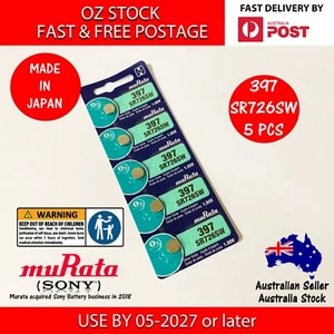 5x Murata SR726SW 397 Watch Batteries 1.55V Silver Oxide Button Cell (Ex-Sony) - Picture 1 of 8